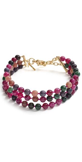 Lele Sadoughi Lele Sadoughi Multi Strand Necklace Wildberry Tourmaline One