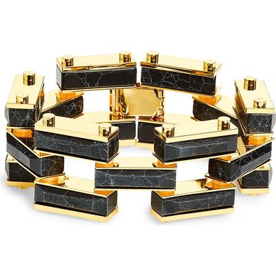 Lele Sadoughi Lele Sadoughi Onyx Stone Link Bracelet 