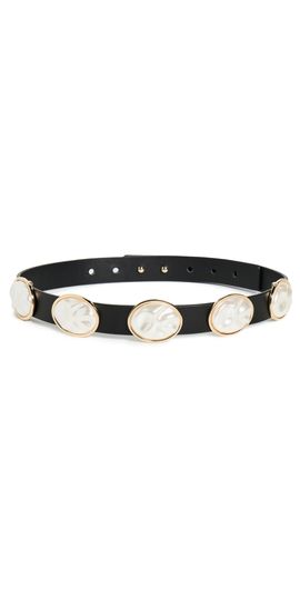 Lele Sadoughi Lele Sadoughi Oval Pearl Station Belt Jet S/M