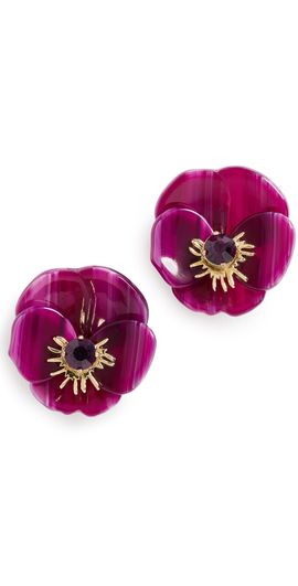 Lele Sadoughi Lele Sadoughi Pansy Button Earrings Wildberry One