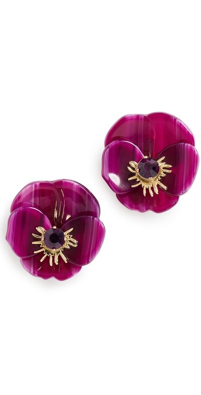 Lele Sadoughi Lele Sadoughi Pansy Button Earrings Wildberry One