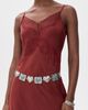Lele Sadoughi Lele Sadoughi Ruffle Heart Stone Concho Belt Turquoise One - 3
