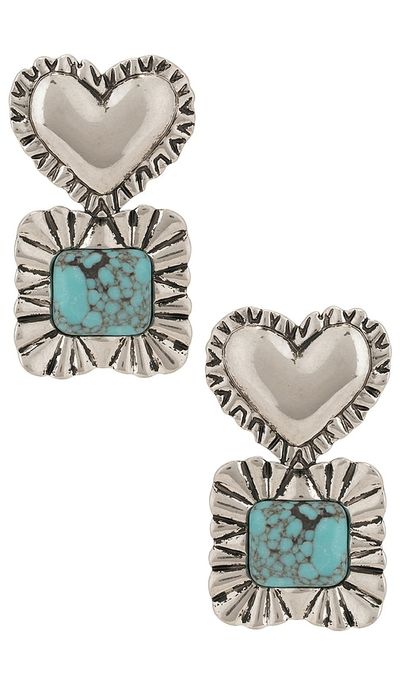 Lele Sadoughi Lele Sadoughi Ruffle Heart Stone Earrings