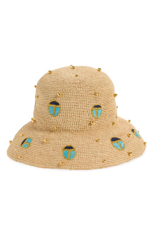 Lele Sadoughi Lele Sadoughi Scarab Embellished Raffia Hat