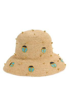 Lele Sadoughi Lele Sadoughi Scarab Embellished Raffia Hat