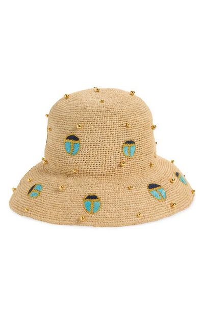 Lele Sadoughi Lele Sadoughi Scarab Embellished Raffia Hat