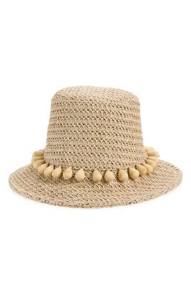 Lele Sadoughi Lele Sadoughi Sedona Wooden Drop Raffia Hat