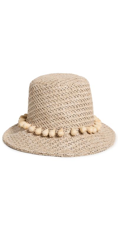 Lele Sadoughi Lele Sadoughi Sedona Wooden Drop Raffia Hat Natural One