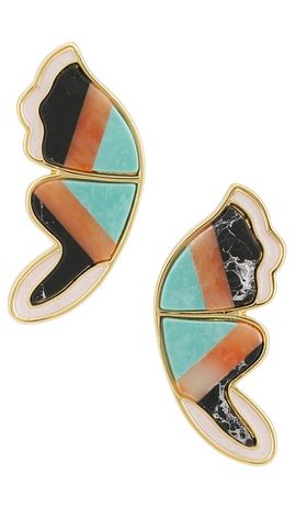 Lele Sadoughi Lele Sadoughi Wild Butterfly Wing Button Earrings
