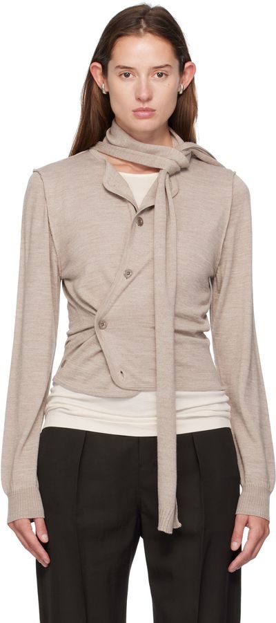 LEMAIRE LEMAIRE Beige Scarf Twisted Cardigan