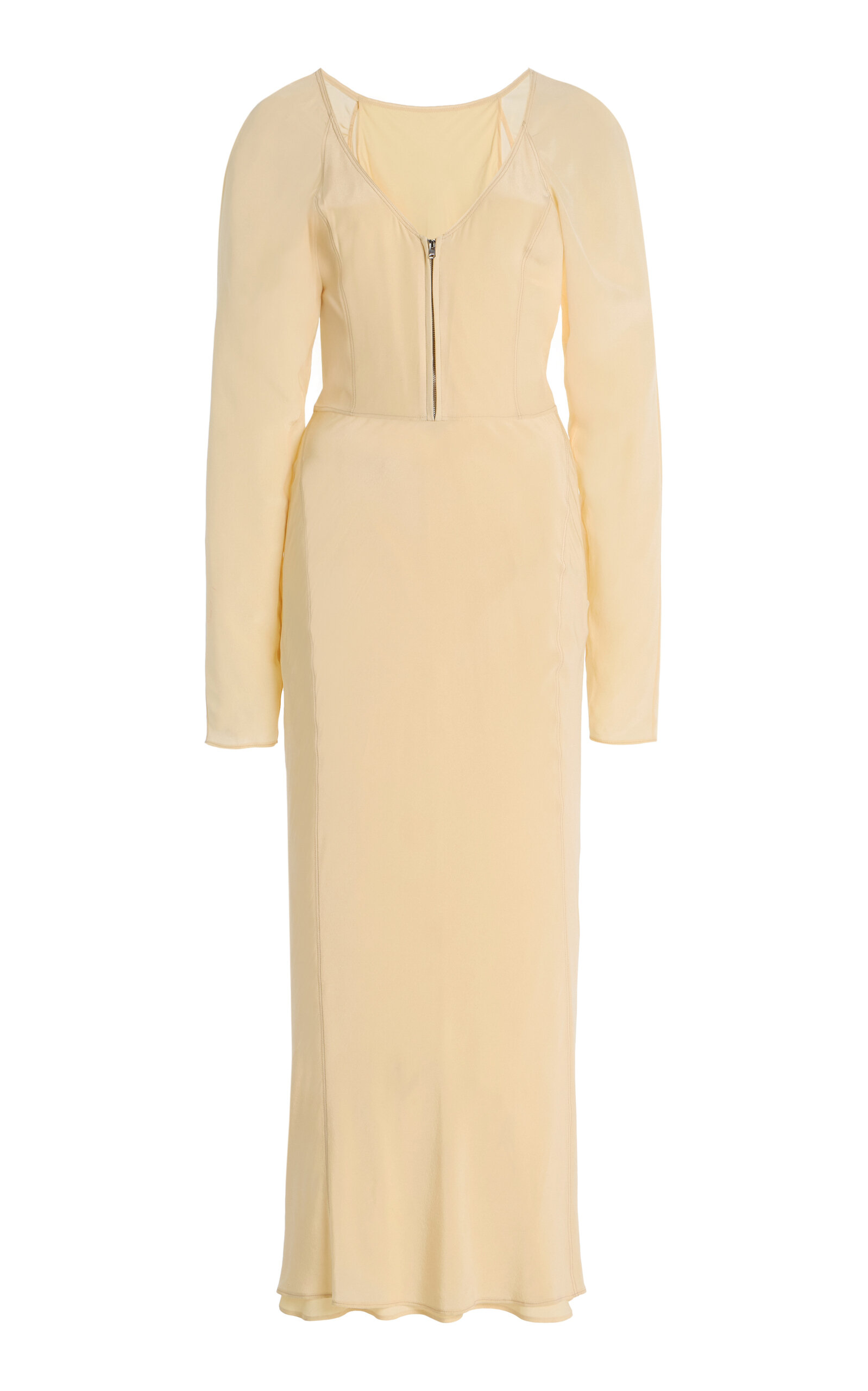 lemaire dry silk dress LEMAIRE straight collar twisted dress in dry silk