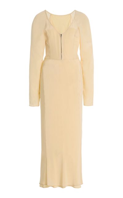 lemaire sheer dress LEMAIRE Column Dress in shiny viscose