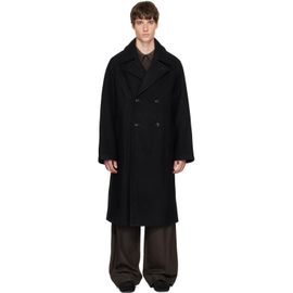LEMAIRE LEMAIRE Black Double-Breasted Wool & Alpaca Coat