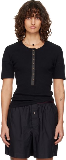 LEMAIRE LEMAIRE Black Fitted Jersey Henley