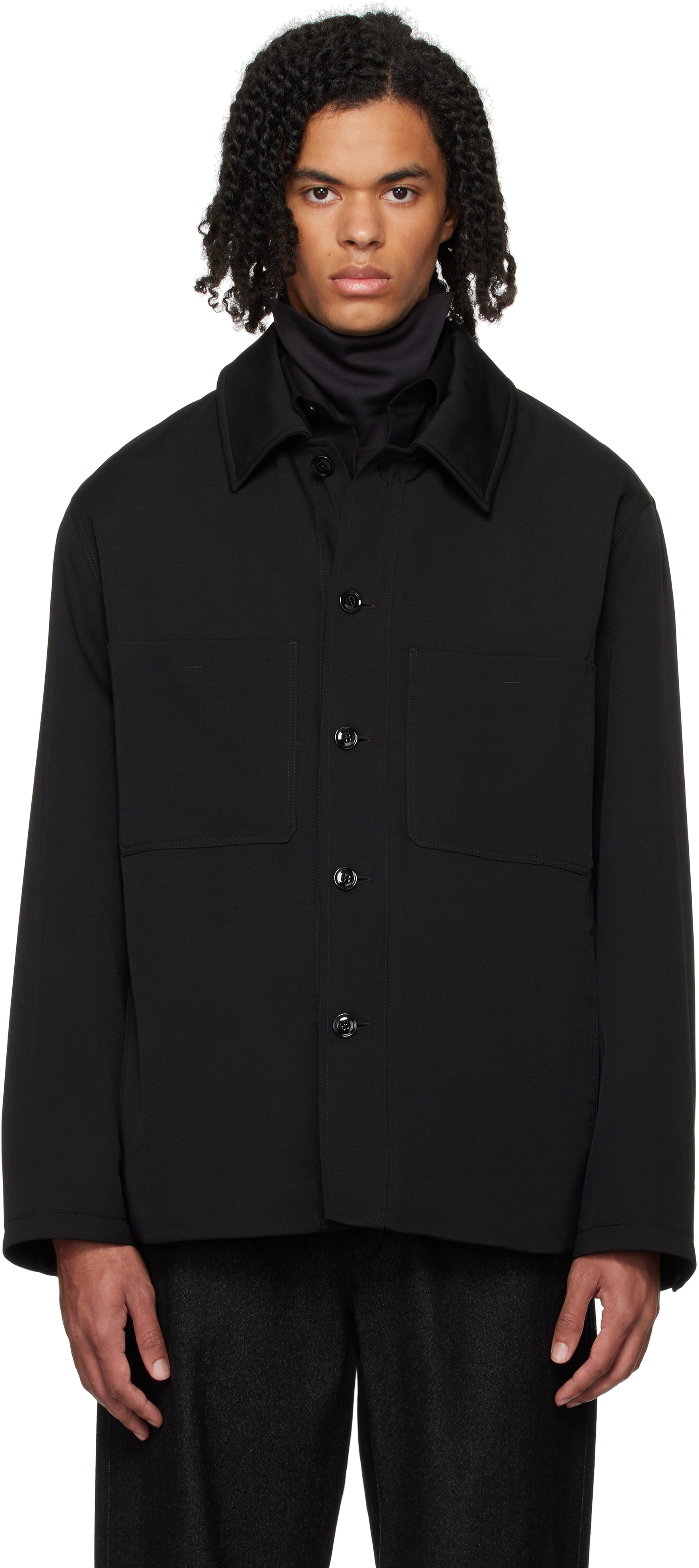 ジャケット・アウター LEMAIRE WADDED ASYMETRICAL BLOUSON Wadded Asymmetrical Jacket — Mist – La Garçonne