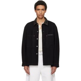 LEMAIRE LEMAIRE Black Workwear Leather Collar Denim Overshirt