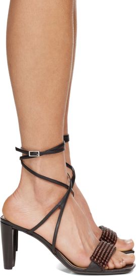 LEMAIRE LEMAIRE Brown Beads Cross 80MM Heeled Sandals