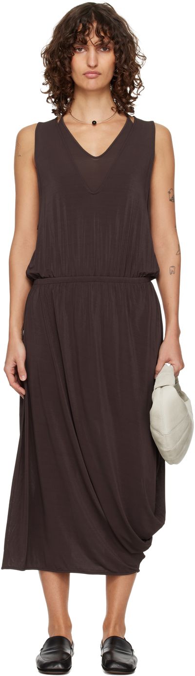 LEMAIRE LEMAIRE Brown Double Layer Drape Midi Dress