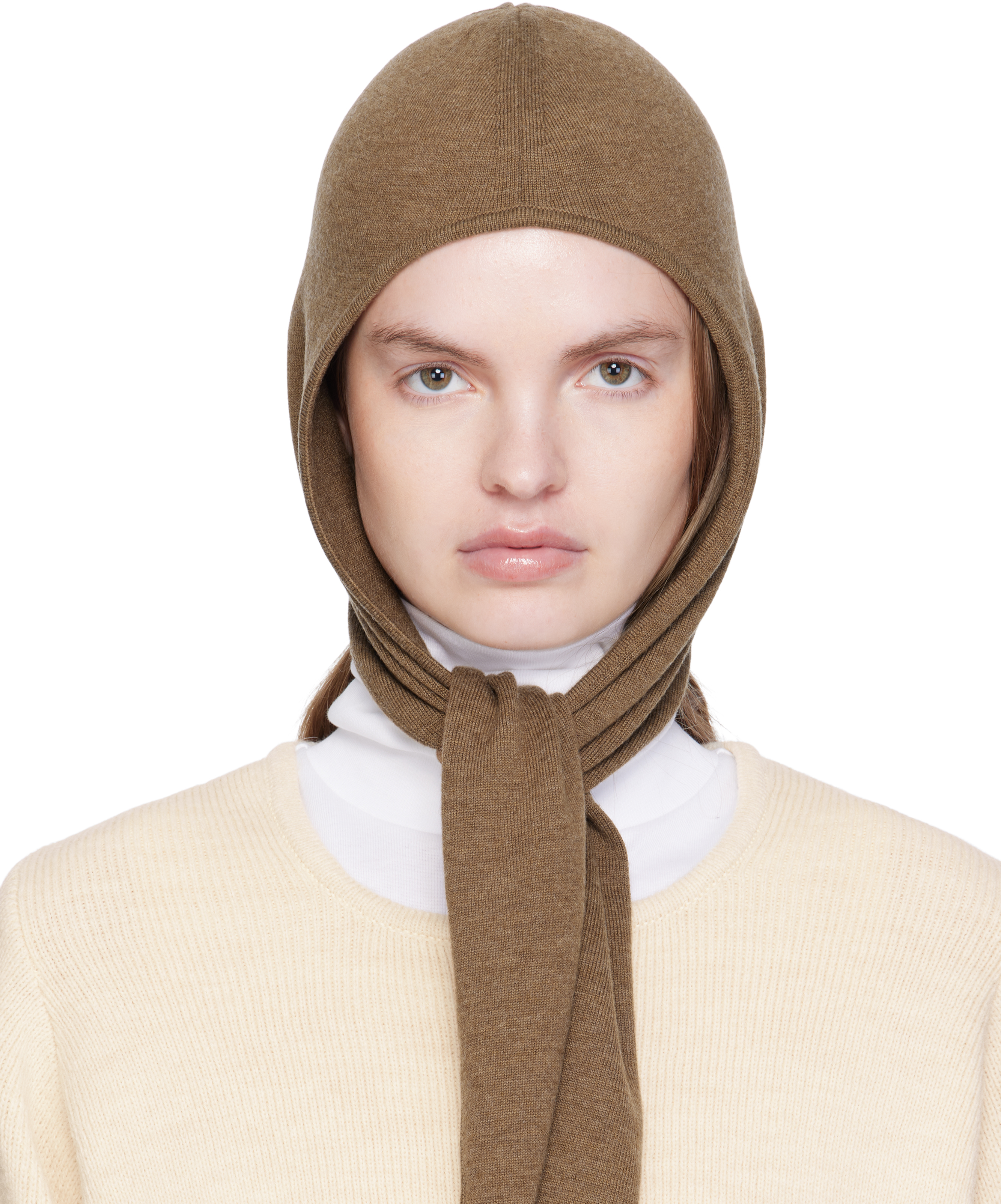 LEMAIRE - Brown Fine Wool Head Scarf Hood