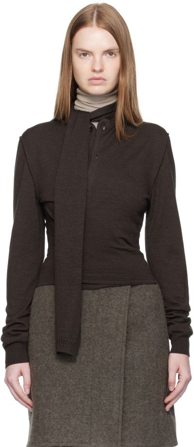 LEMAIRE LEMAIRE Brown Twisted Scarf Cardigan