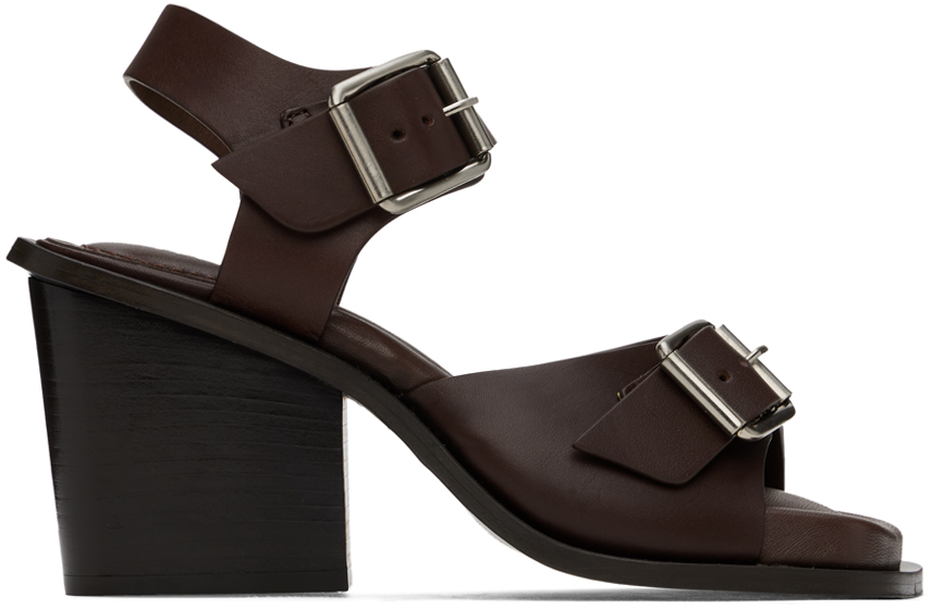 LEMAIRE - Burgundy Square 80 Heeled Sandals