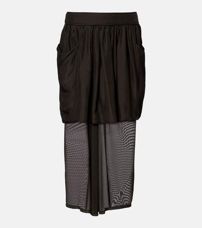 Lemaire Lemaire Draped semi-sheer silk midi skirt