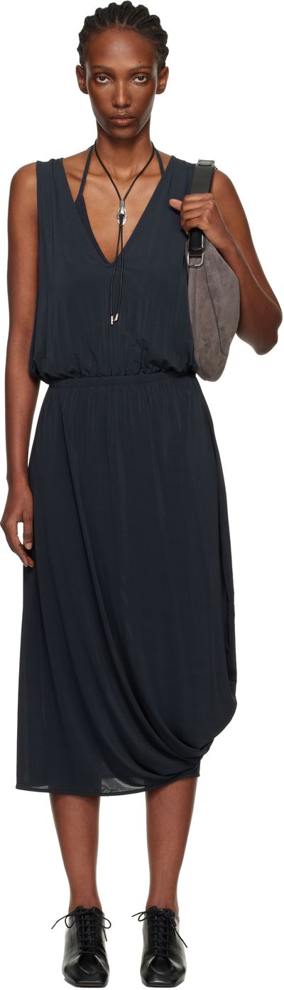 LEMAIRE LEMAIRE Gray Double Layer Drape Maxi Dress
