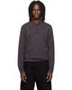 LEMAIRE LEMAIRE Gray Long-Sleeve Fine Mouliné Merino Wool Polo - 1