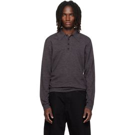 LEMAIRE LEMAIRE Gray Long-Sleeve Fine Mouliné Merino Wool Polo