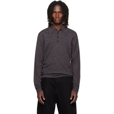 LEMAIRE LEMAIRE Gray Long-Sleeve Fine Mouliné Merino Wool Polo