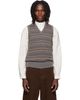 LEMAIRE LEMAIRE Gray V-Neck Jacquard Sweater Vest - 1