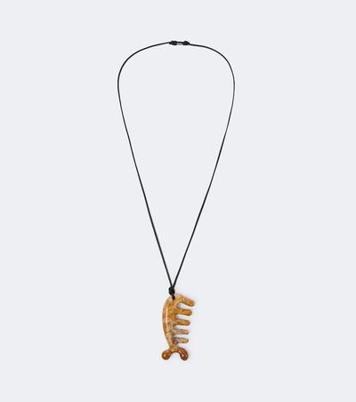 Lemaire Lemaire Gua Sha leather necklace with yellow jasper