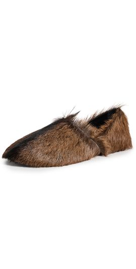 Lemaire Lemaire Hairy Slippers Safari Brown