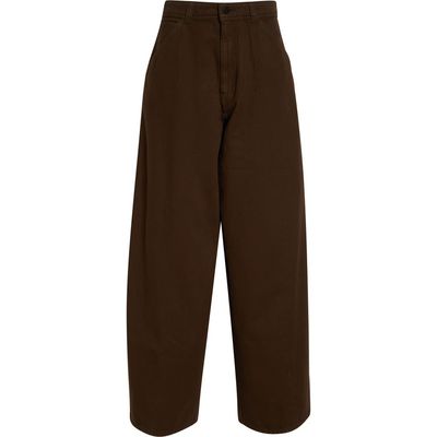 Lemaire Lemaire High Waist Cotton Twill Wide Leg Pants