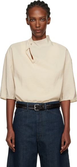 LEMAIRE LEMAIRE Off-White Soft Collar Dry Silk Top