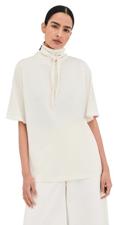 Lemaire Lemaire T-Shirt with Foulard Necktie Light Cream