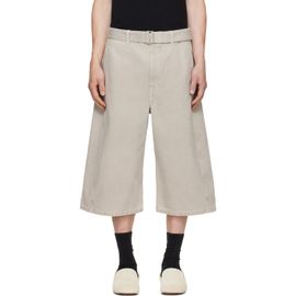 LEMAIRE LEMAIRE Taupe Wide-Leg Belted Denim Shorts