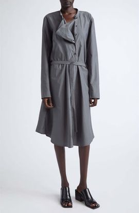 Lemaire Lemaire Vareuse Long Sleeve Washed Cotton & Silk Dress