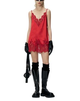 L'emiune L'Emiune Silk Lace Trim Mini Slip Dress