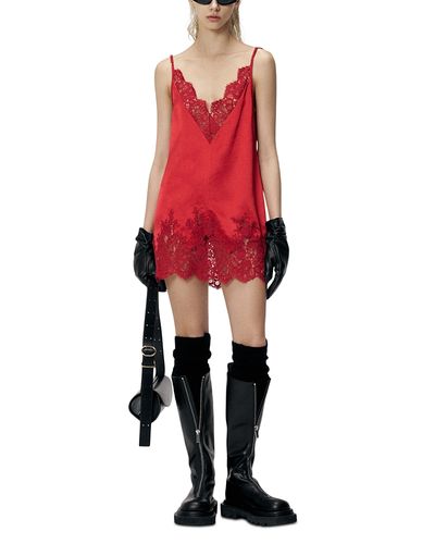 L'emiune L'Emiune Silk Lace Trim Mini Slip Dress