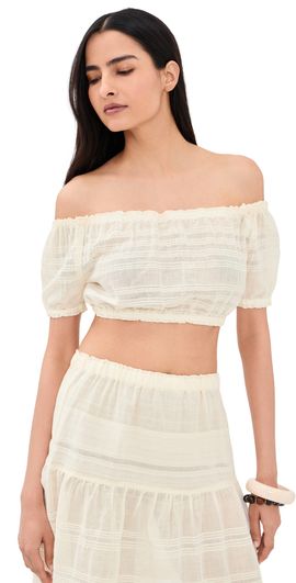 lemlem lemlem Sosi Pouf Top Lacee Cream