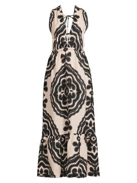 lemlem Women's Lelisa Printed Linen V-Neck Maxi Dress
