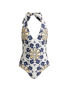 lemlem Women's Lidya Geometric Floral One-Piece Swimsuit