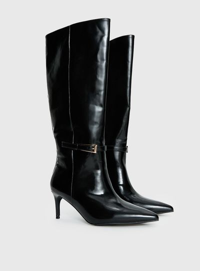 Lemonade Glazed Knee High Boots Black