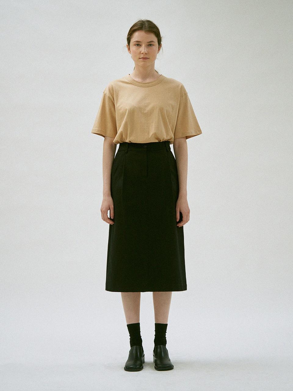 LeniL Aube Slash Cotton Skirt (Black)
