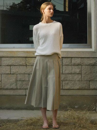 LeniL Connelly Pleat Skirt (Beige)