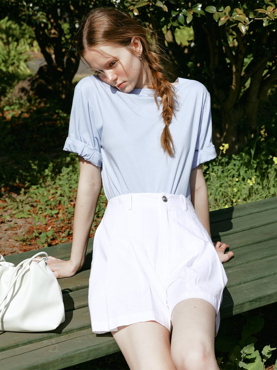 LENINA BOA basic half T-shirt [BLUE]