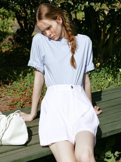 LENINA BOA basic half T-shirt [BLUE]
