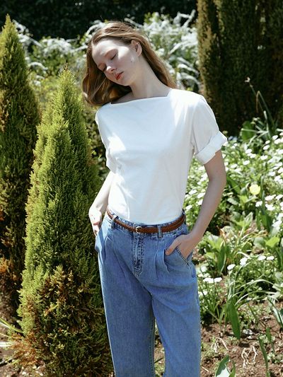 LENINA BOA basic half T-shirt [WHITE]