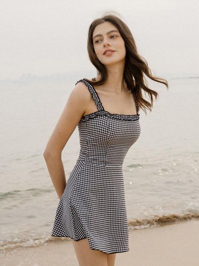 LENINA COSMA Check One-Piece [Black]